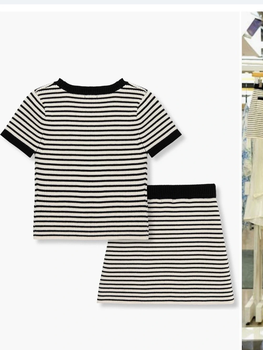 Habitual girls Black and White Striped Knit Top & Skirt Set sz 10